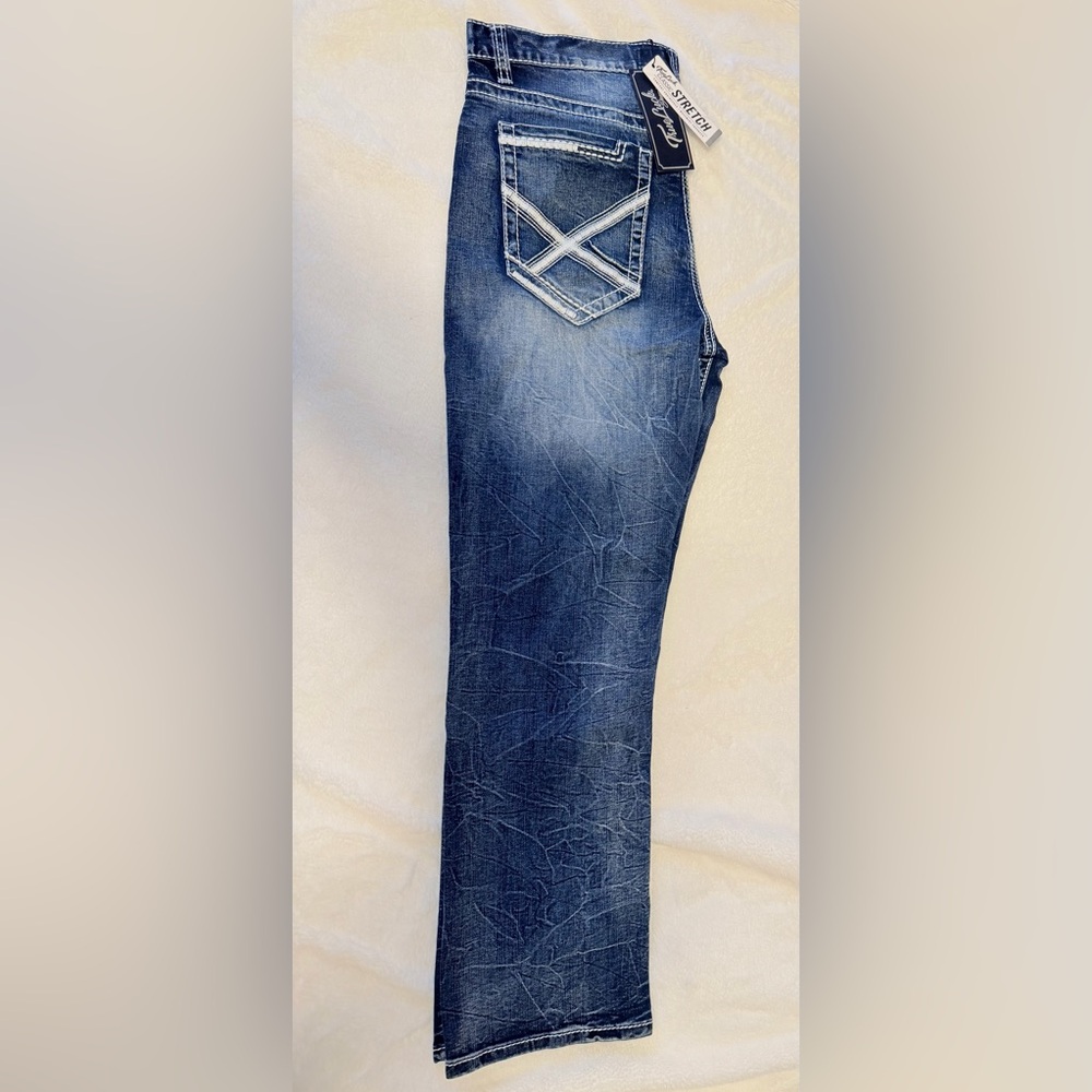 True Luck Jeans - Men's Dark Wash Bootcut Jeans - Picture 3 of 11